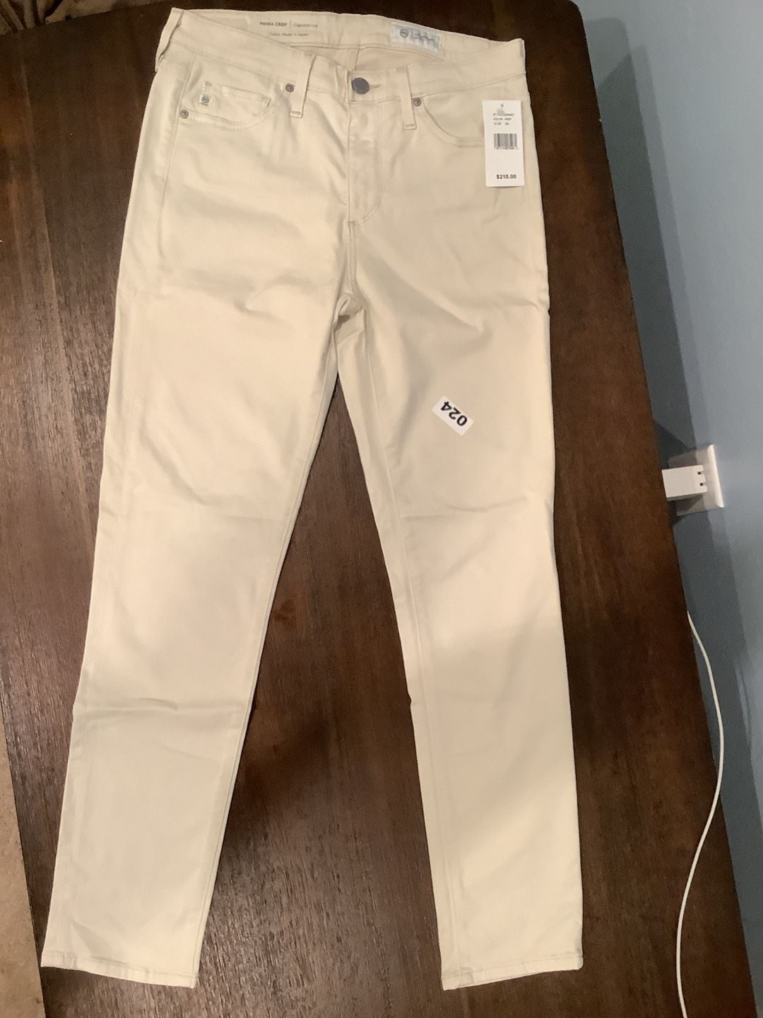 AG Jeans Prima Crop Cigarette Leg Size 26 Cream Denim 2