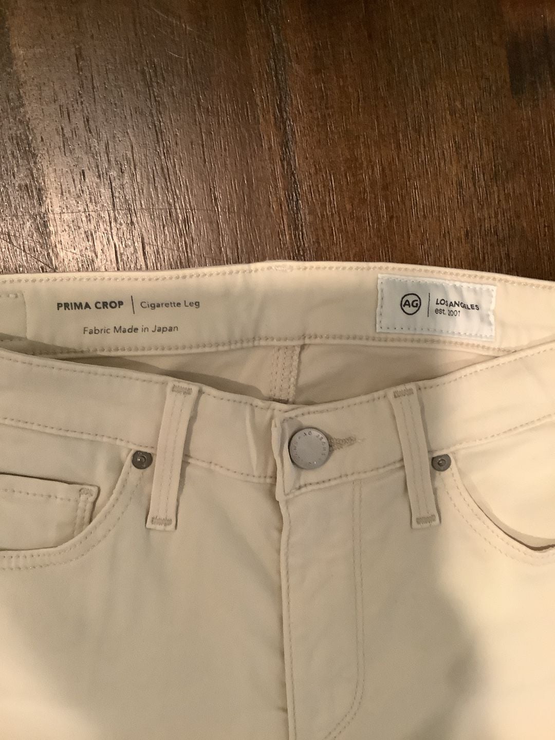 AG Jeans Prima Crop Cigarette Leg Size 26 Cream Denim 3