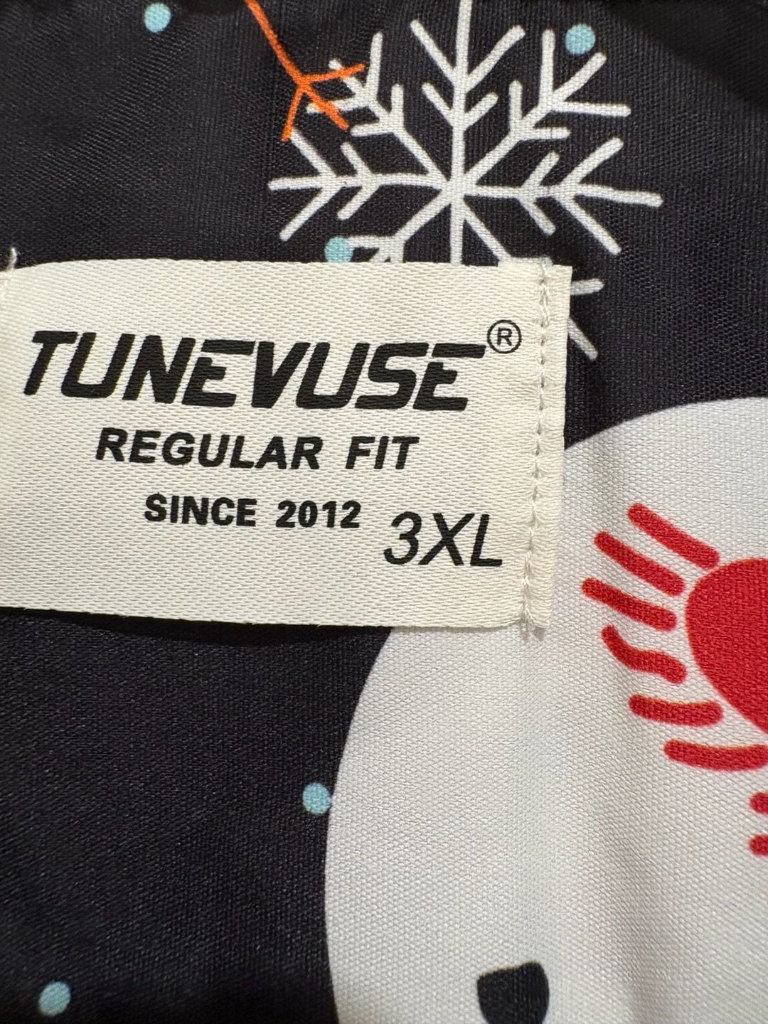 Tunevuse Christmas Snowman Button Down Shirt Size 3XL Black Long Sleeve 3