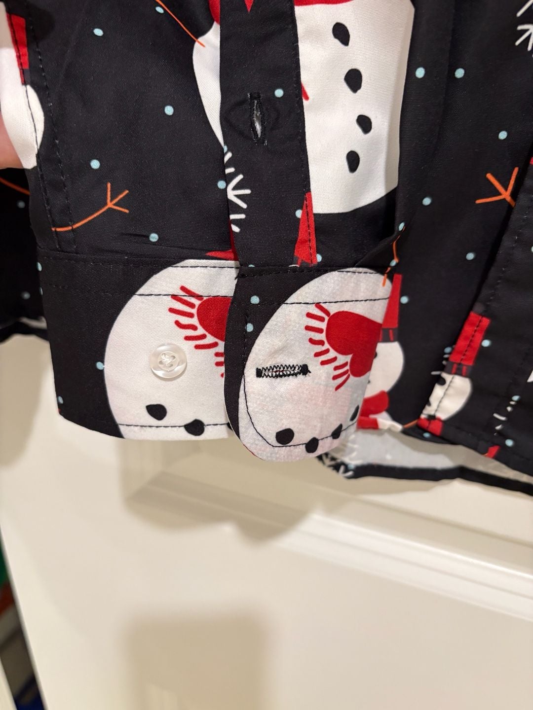 Tunevuse Christmas Snowman Button Down Shirt Size 3XL Black Long Sleeve 6