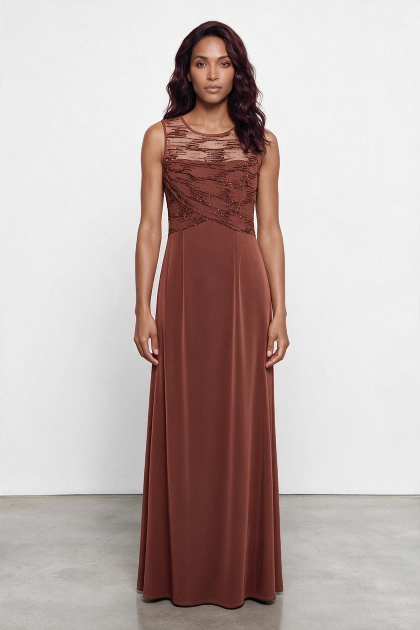 Donna Gray Sleeveless Embellished Evening Gown with Matching Shawl 2