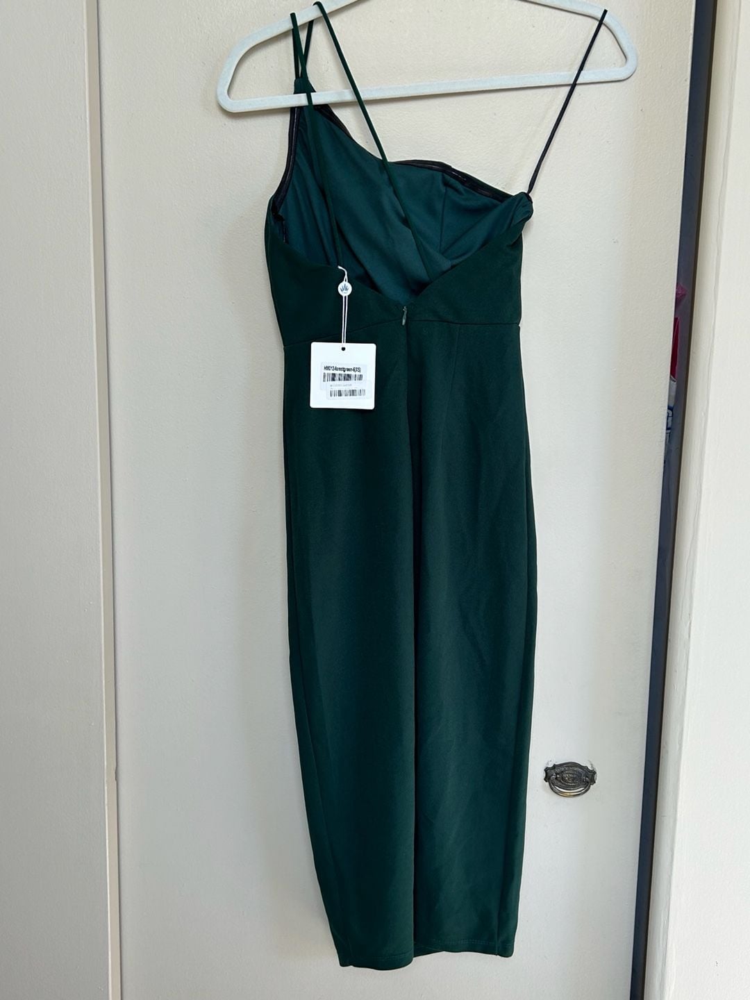 NWT Hello Molly Midi Dress Size XS Forest Green One Shoulder Asymmetric 6