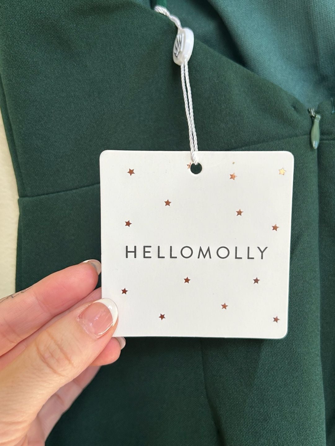 NWT Hello Molly Midi Dress Size XS Forest Green One Shoulder Asymmetric 7