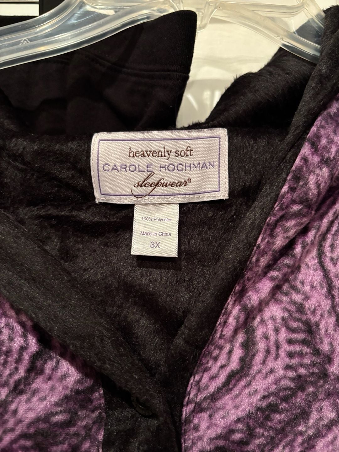 Carole Hochman Pajama Set Size 3X Purple Black 3 Piece Sleepwear 2