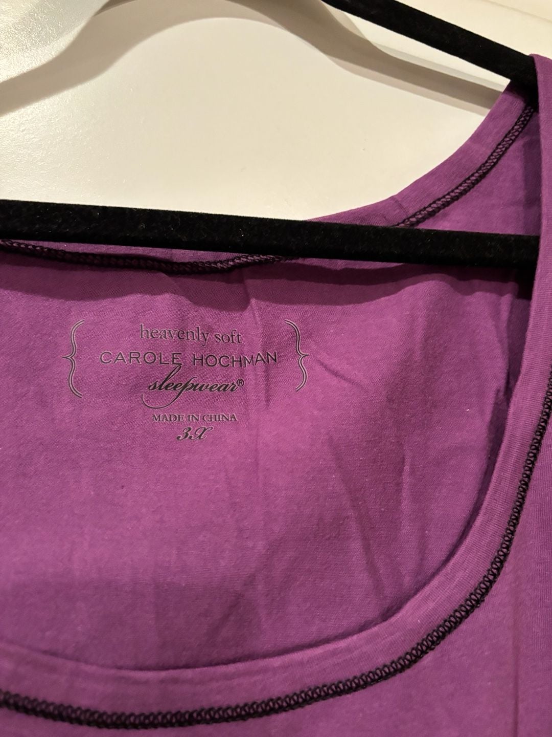 Carole Hochman Pajama Set Size 3X Purple Black 3 Piece Sleepwear 3