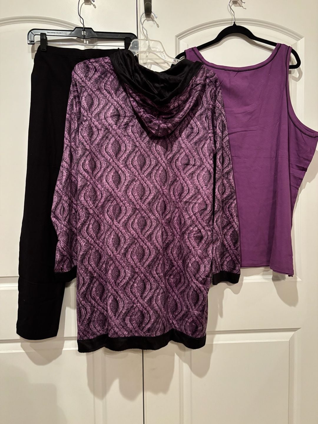 Carole Hochman Pajama Set Size 3X Purple Black 3 Piece Sleepwear 5