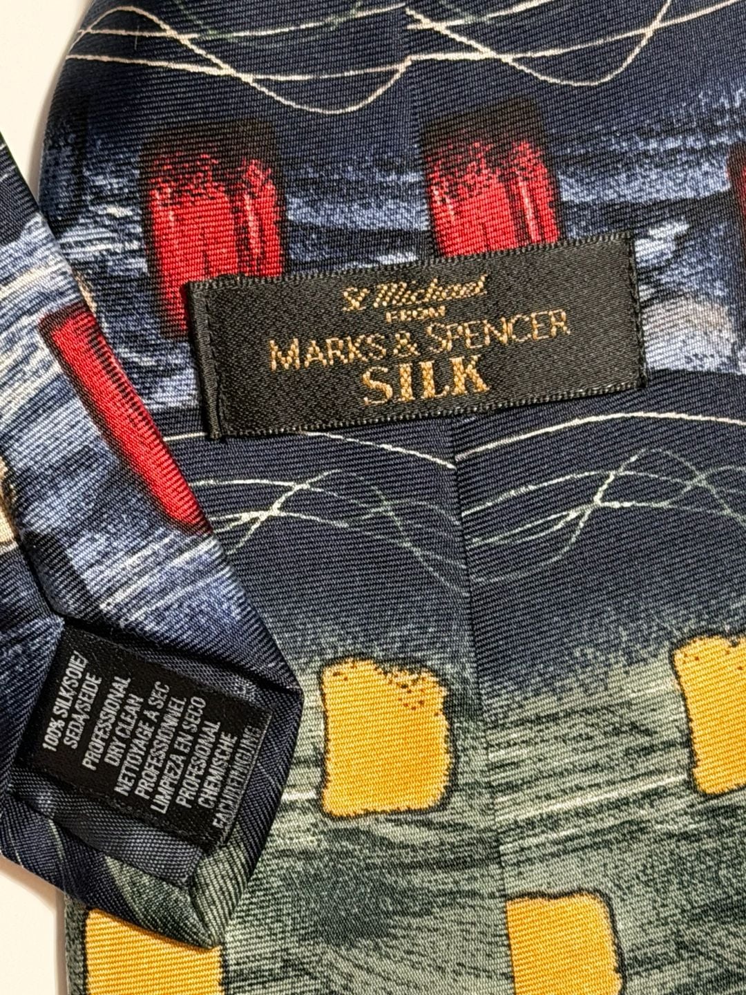 St Michael from Marks & Spencer Silk Tie Abstract Art Print 100% Silk 2