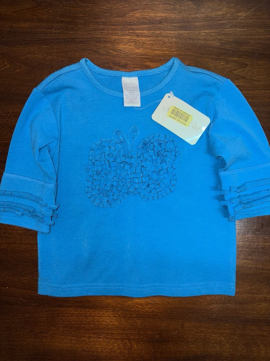 Starting Out Butterfly Shirt Size 12M Blue Long Sleeve Ruffle 2