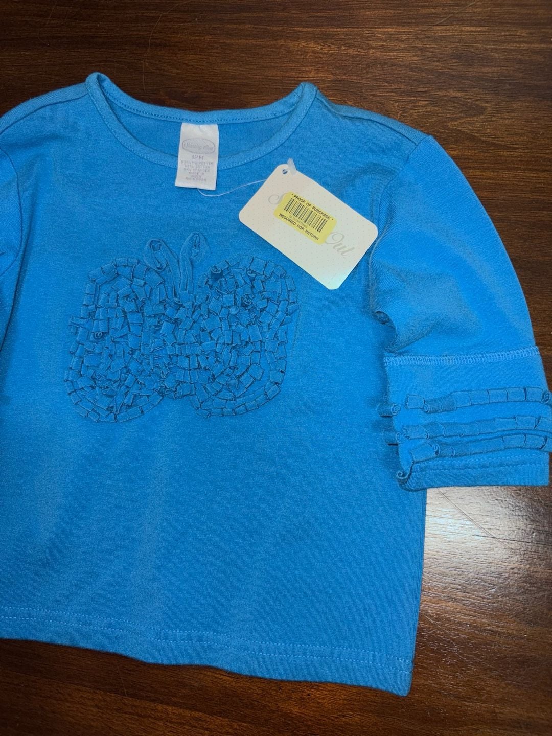 Starting Out Butterfly Shirt Size 12M Blue Long Sleeve Ruffle 3