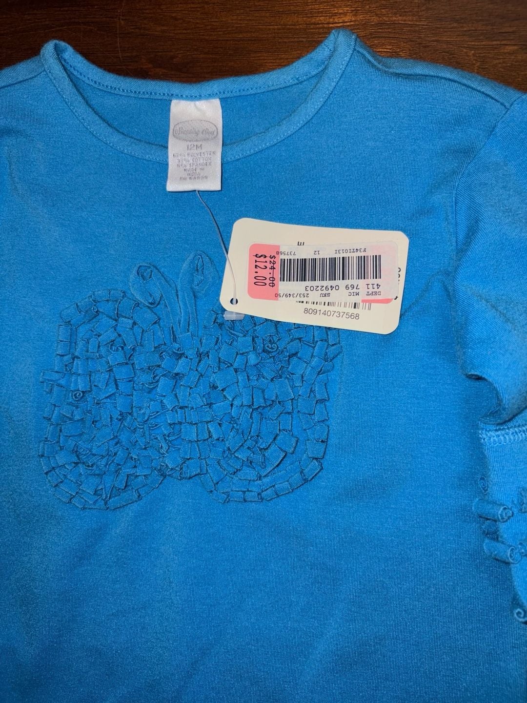 Starting Out Butterfly Shirt Size 12M Blue Long Sleeve Ruffle 5