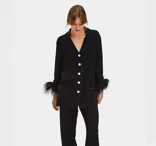 Sleeper Party Pajama Top With Feathers Black Size XS 6
