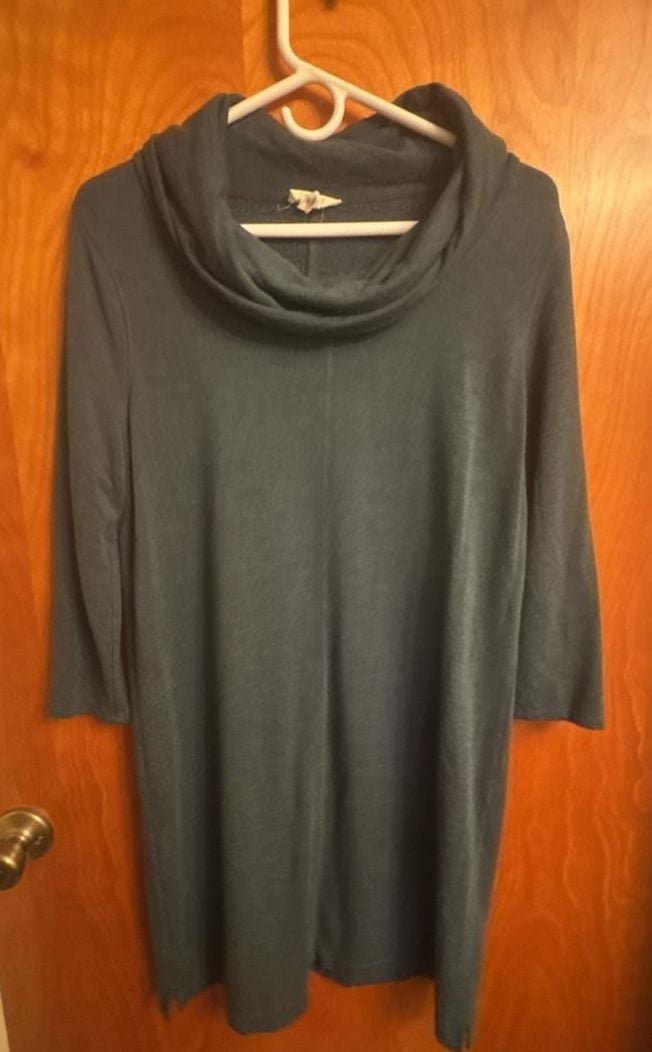 Loft Outlet Lounge Cowl Neck Dress Size M Blue/green color Tunic 2