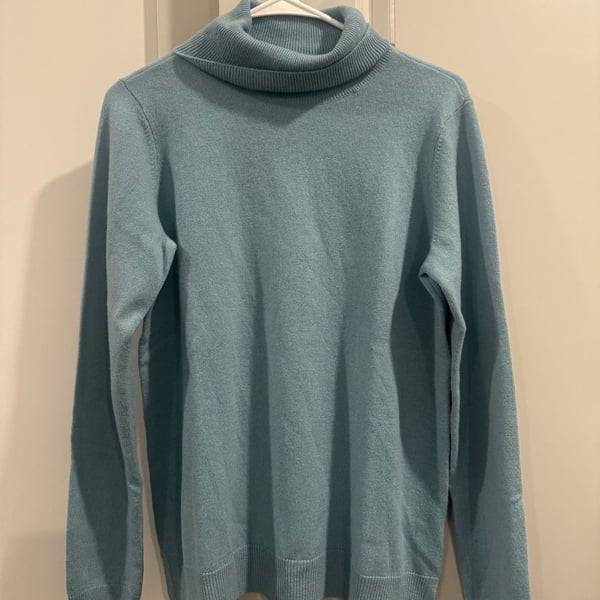 Orvis Cashmere Turtleneck Sweater Size M Blue