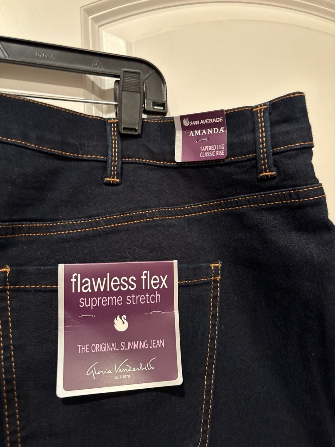 Gloria Vanderbilt Amanda Tapered Leg Jeans Size 24W Black 5