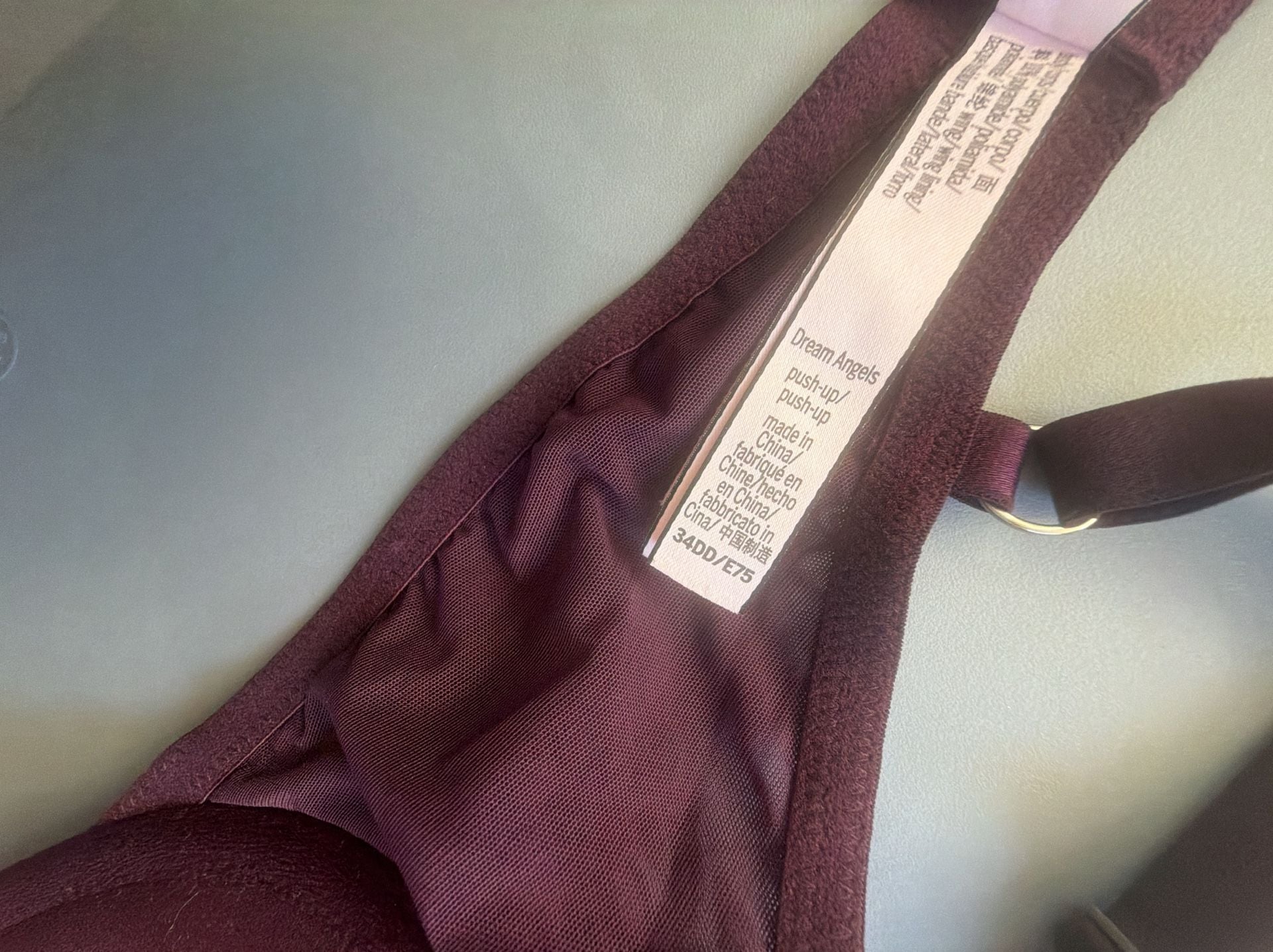 Victoria's Secret Dream Angels Push Up Bra Size 34DD Burgundy Lace 5