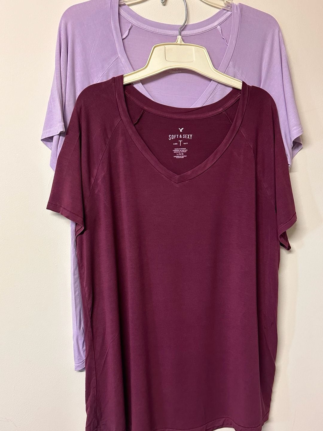 American Eagle Soft and Sexy T-Shirt Size L Purple Lot of 2 1
