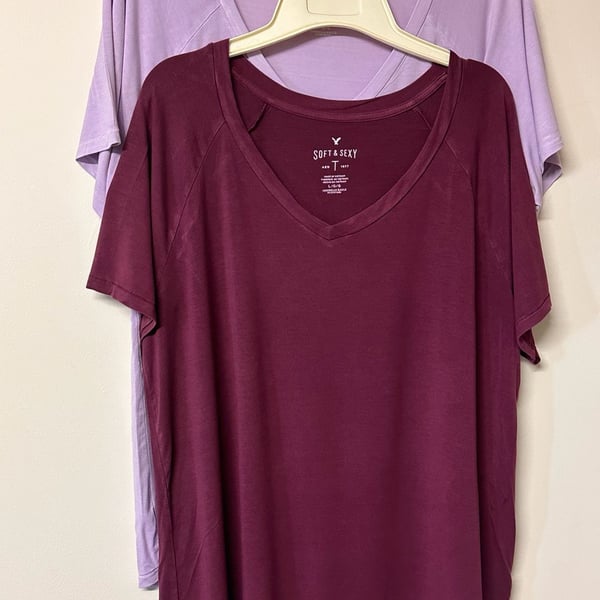 American Eagle Soft and Sexy T-Shirt Size L Purple Lot of 2