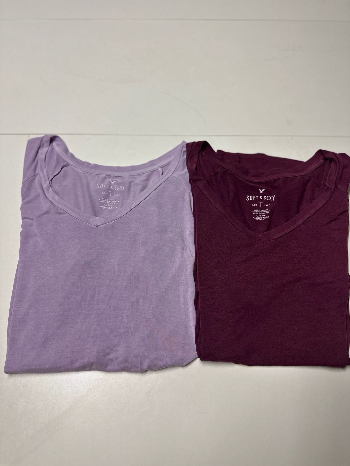 American Eagle Soft and Sexy T-Shirt Size L Purple Lot of 2 10