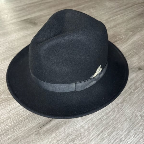 Scala Fedora Hat Size Large Black Wool