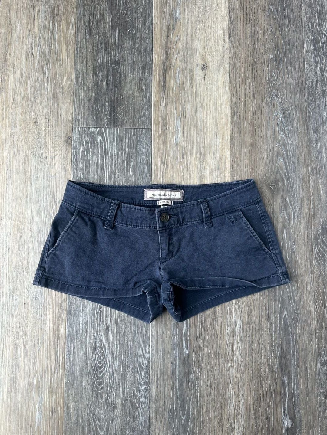 Abercrombie & Fitch Navy Blue Stretch Mini Shorts Size 0 Y2K Low Rise 2