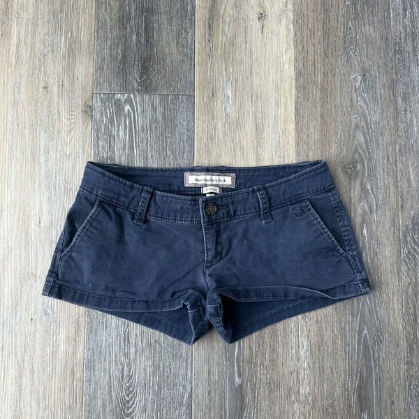 Abercrombie & Fitch Navy Blue Stretch Mini Shorts Size 0 Y2K Low Rise