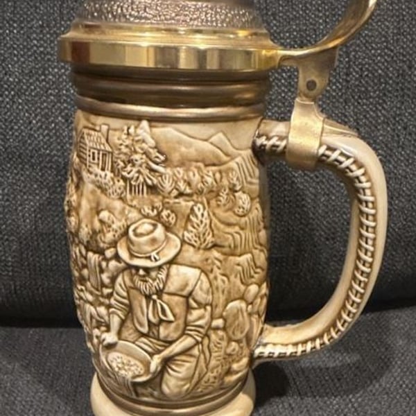 Avon The Gold Rush Stein Vintage 1987 Ceramic Beer Mug
