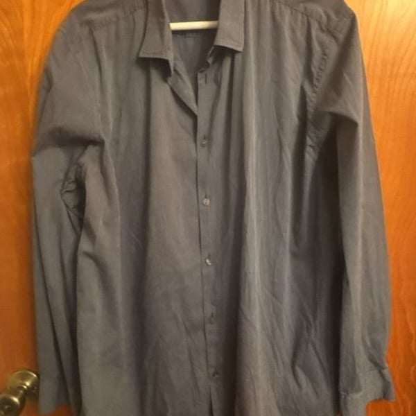 Alfani Dress Shirt XXL black stripe and grey shirt Long Sleeve