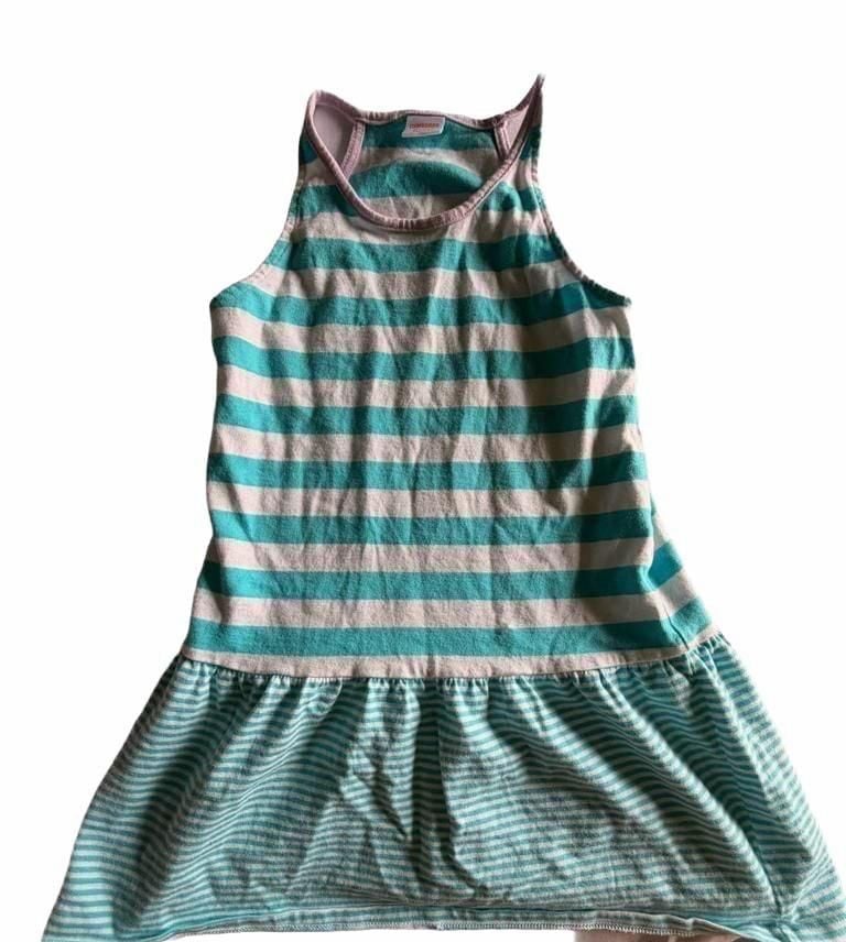 Gymboree Striped Dress Size S (5-6) Teal White 2
