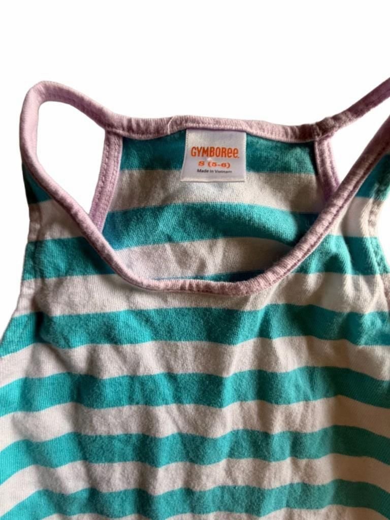 Gymboree Striped Dress Size S (5-6) Teal White 3