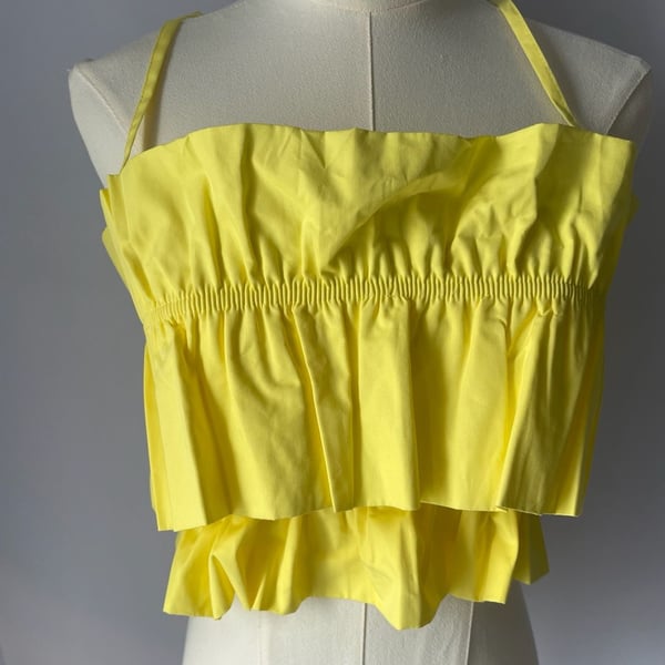 Zara Yellow Ruffle Crop TankTop