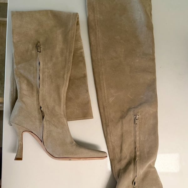 Staud Over-The-Knee Boots Size 37 Tan Suede Stiletto