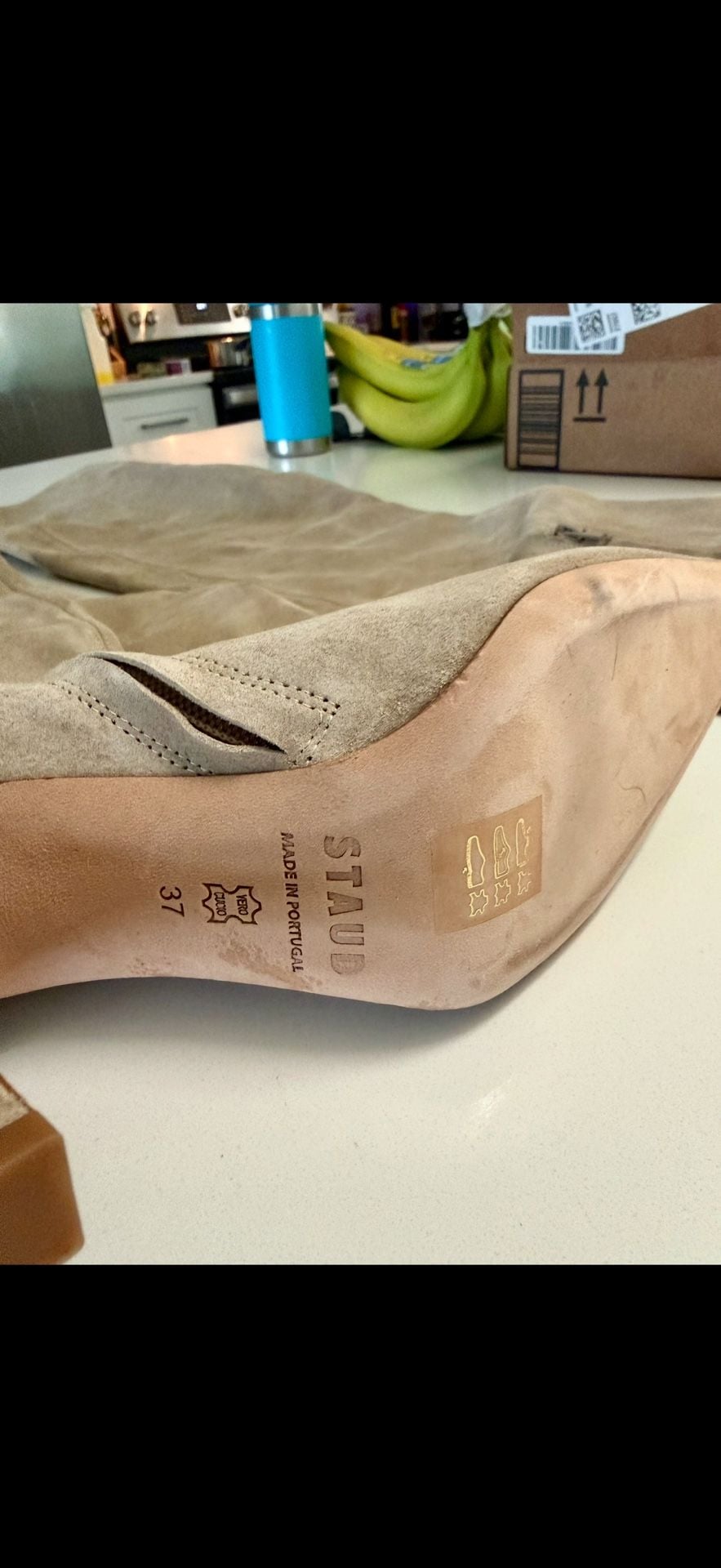 Staud Over-The-Knee Boots Size 37 Tan Suede Stiletto 3
