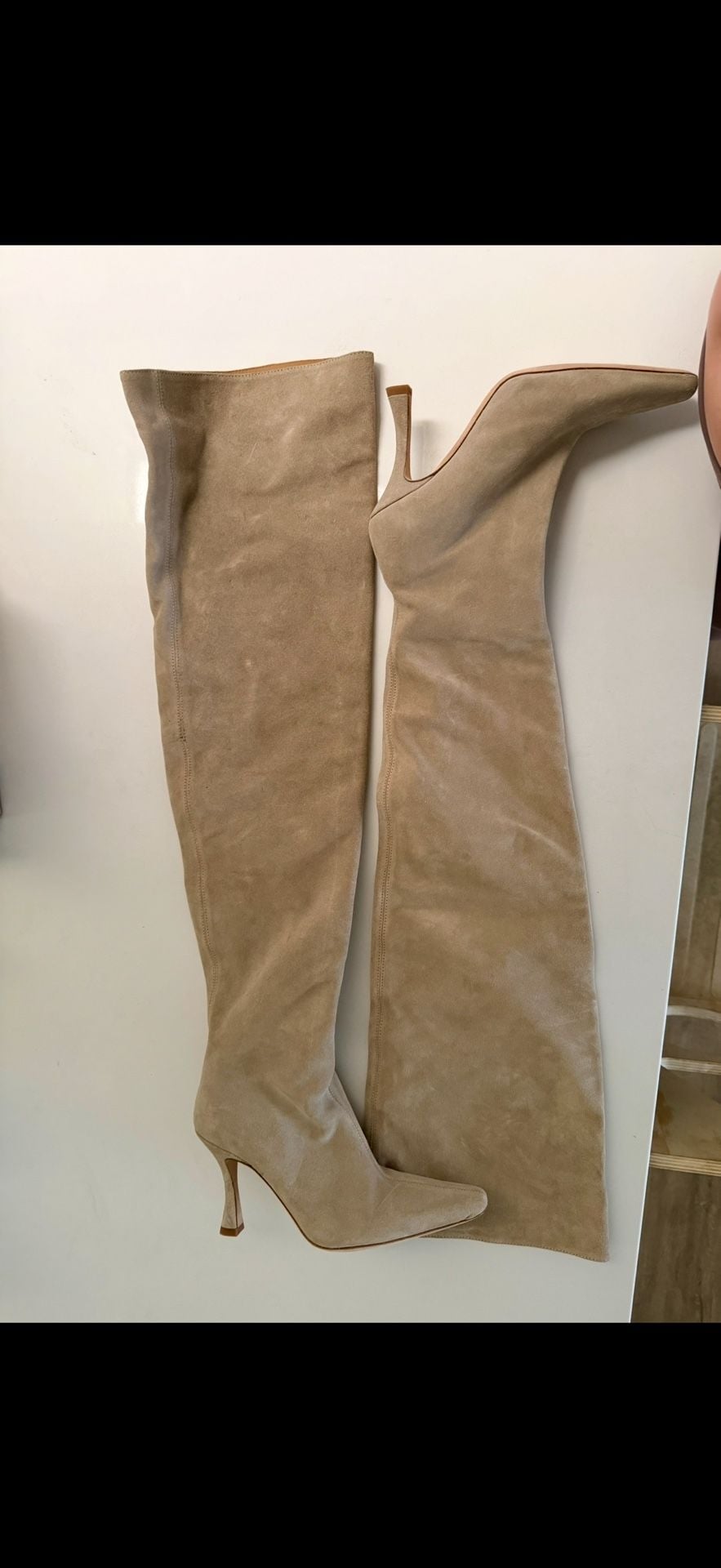 Staud Over-The-Knee Boots Size 37 Tan Suede Stiletto 4