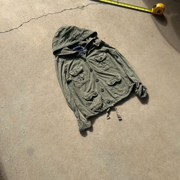 Y2K American eagle green button up top