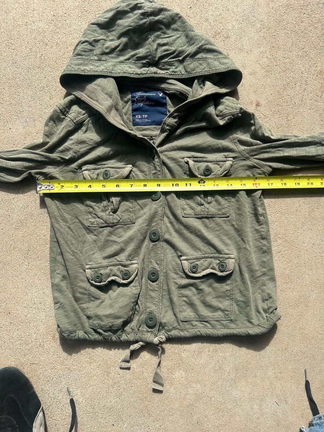 Y2K American eagle green button up top 5