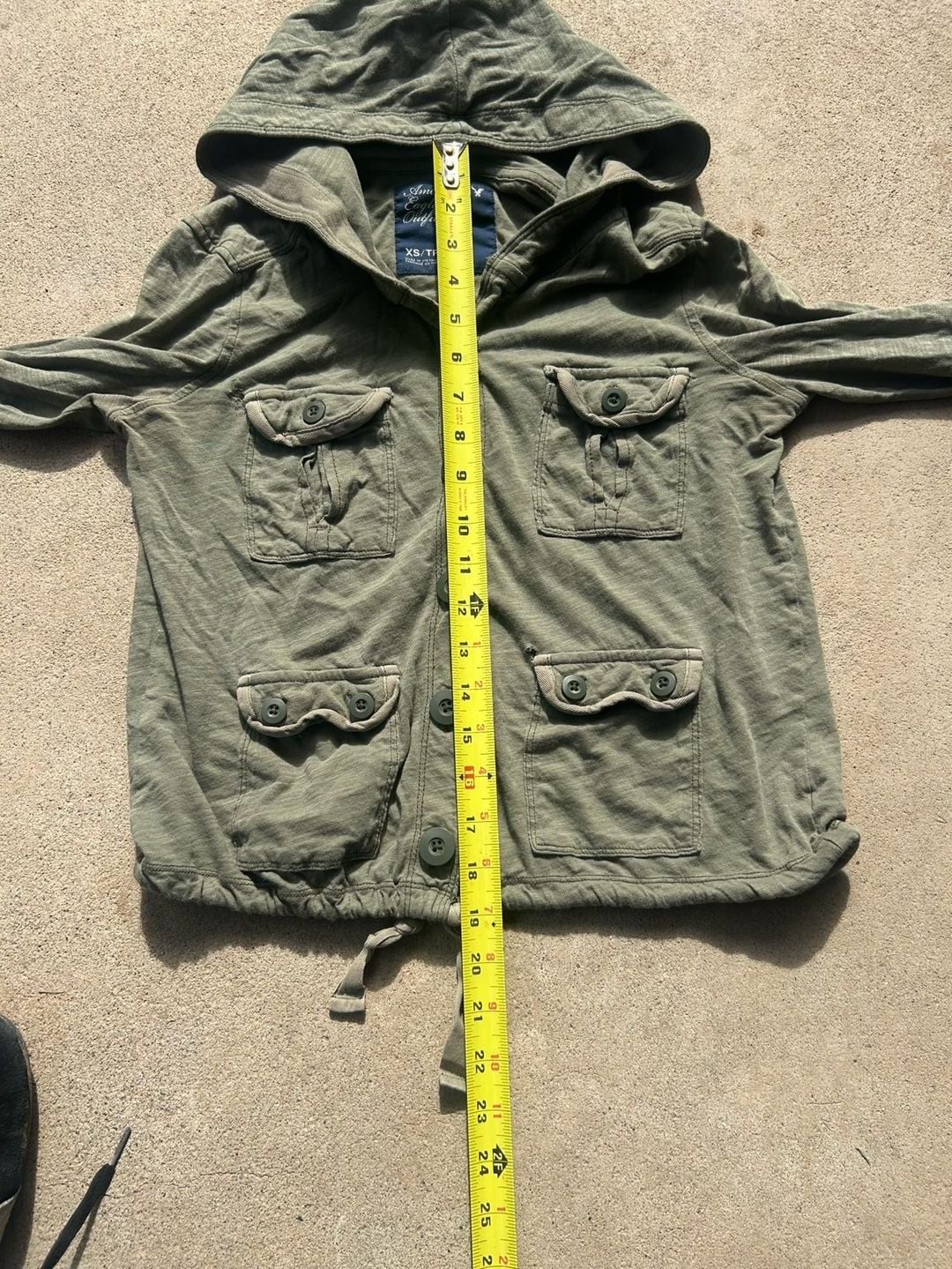 Y2K American eagle green button up top 6