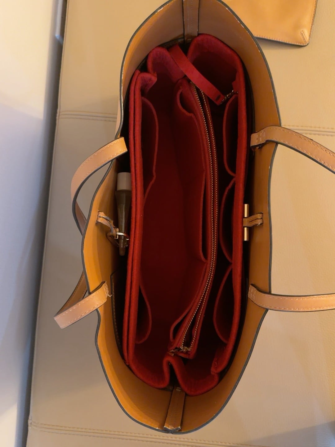 Tory Burch Gemini Link Leather Tote Tan Brown Handbag 4