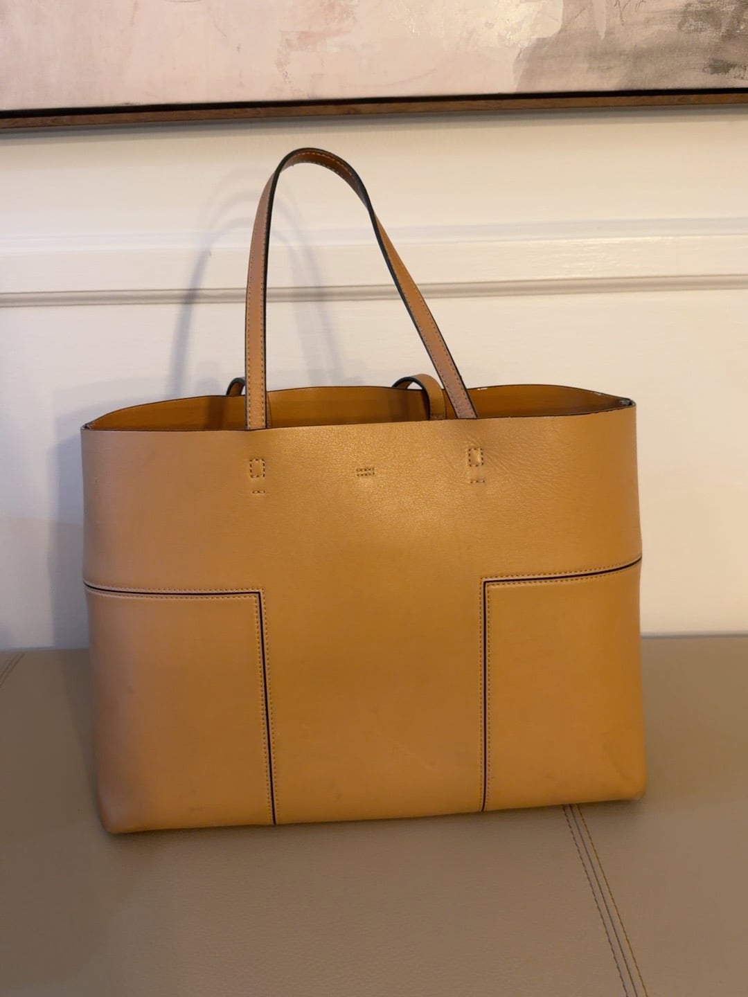 Tory Burch Gemini Link Leather Tote Tan Brown Handbag 2