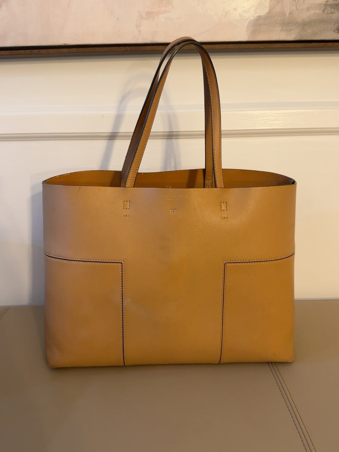 Tory Burch Gemini Link Leather Tote Tan Brown Handbag 6