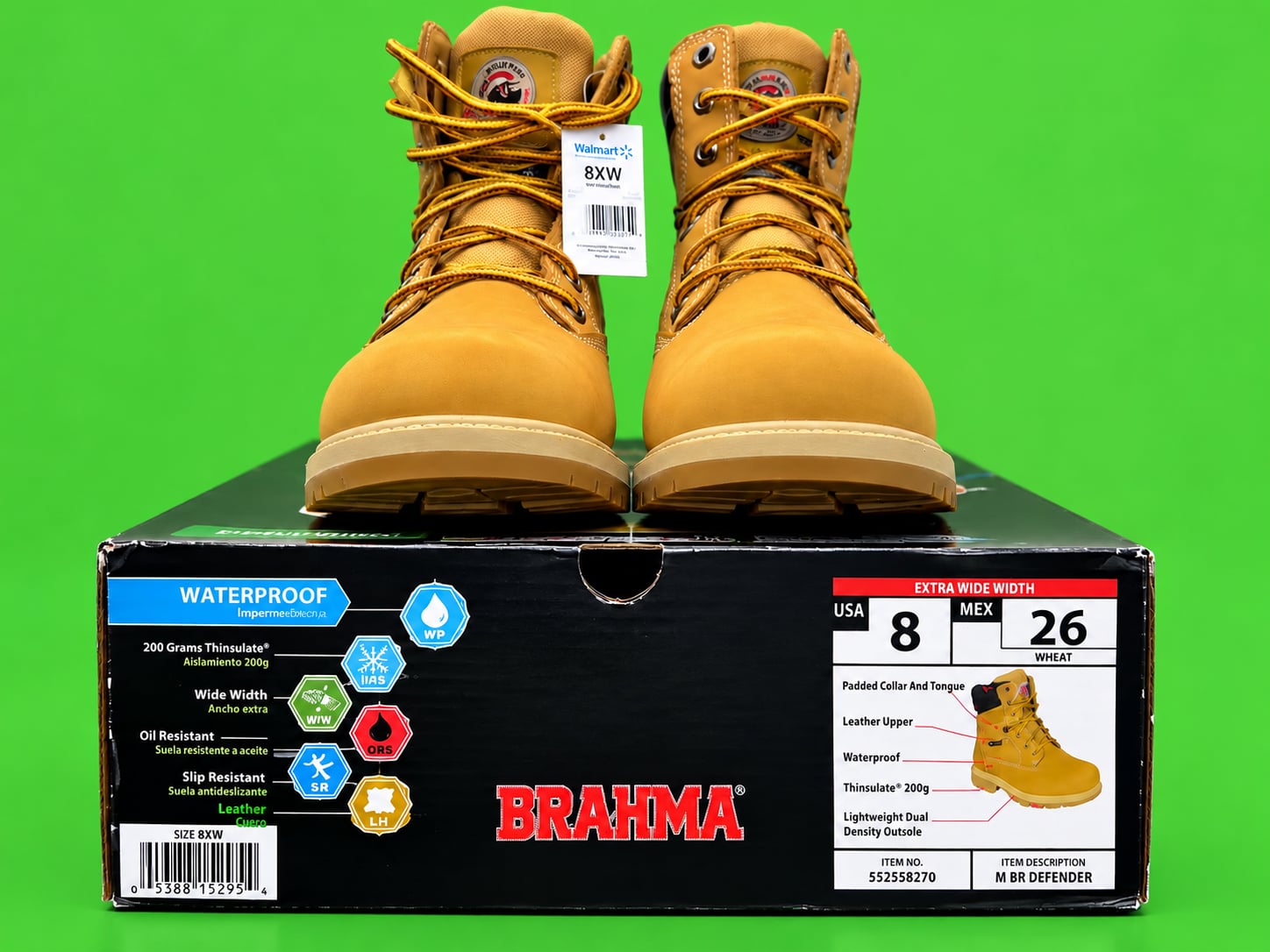 Brahma Defender Work Boots Size 8XW Wheat Waterproof 2