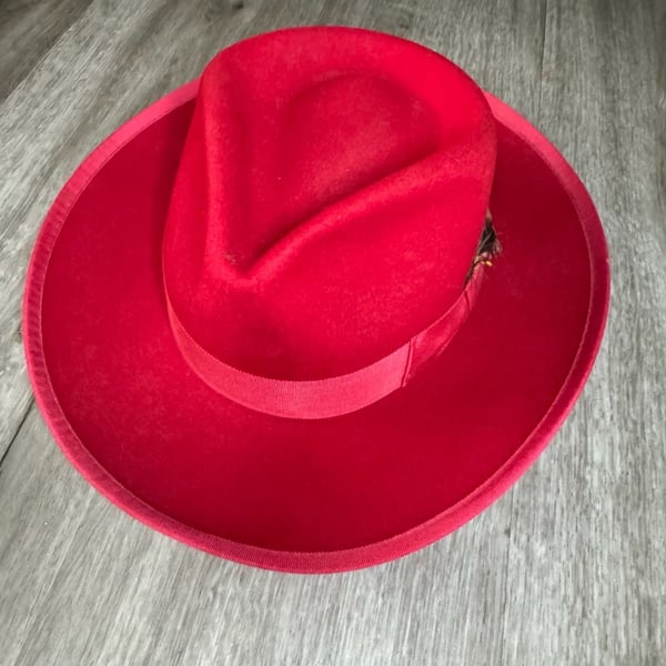 Scala Classico Fedora Size Medium Red Wool Hat