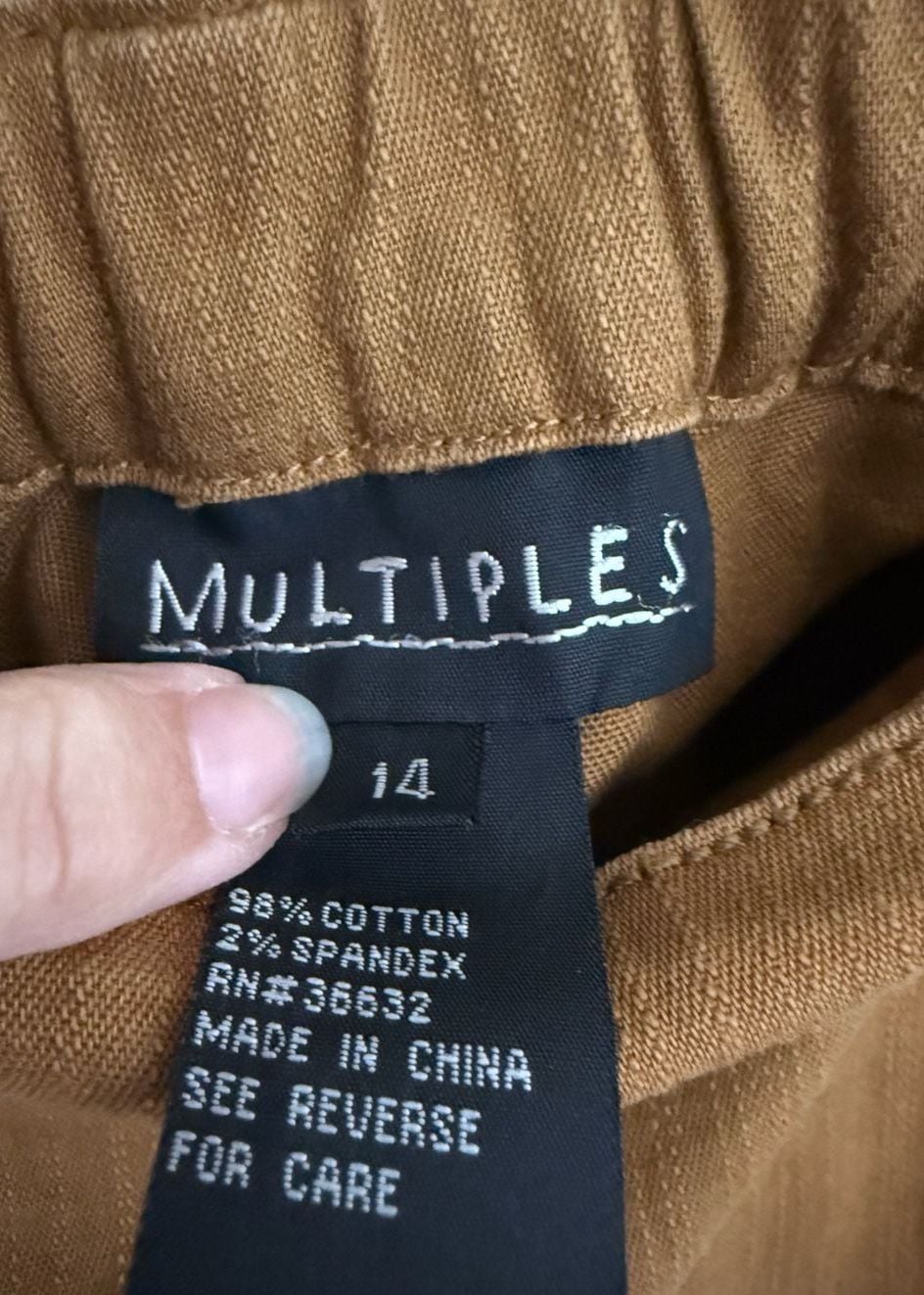 Multiples Skirt Size 14 Brown Cotton Blend Midi Ruffle Hem 3