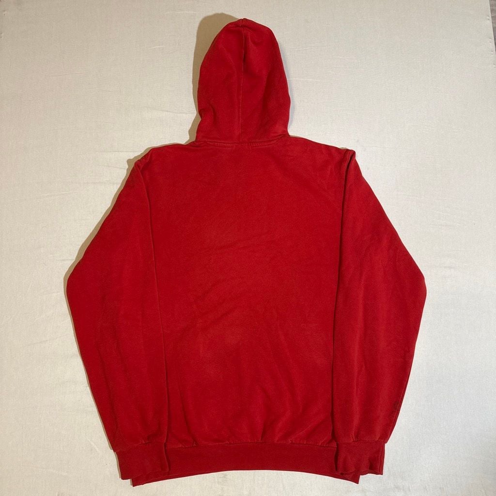 Vintage 2000s Adidas Embroidered Logo Red White Hoodie Size L 3
