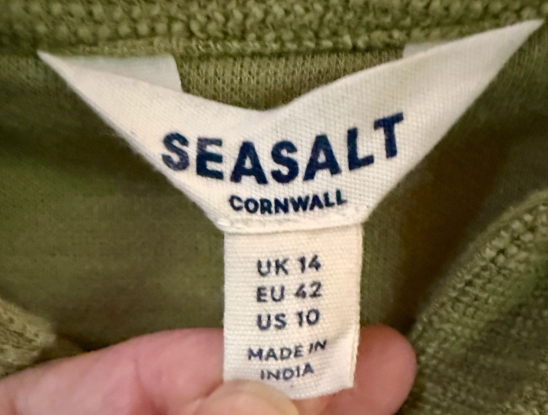 Seasalt Cornwall Women US 10 UK 14 Sage Green Textured Knit Pullover Button Top 4