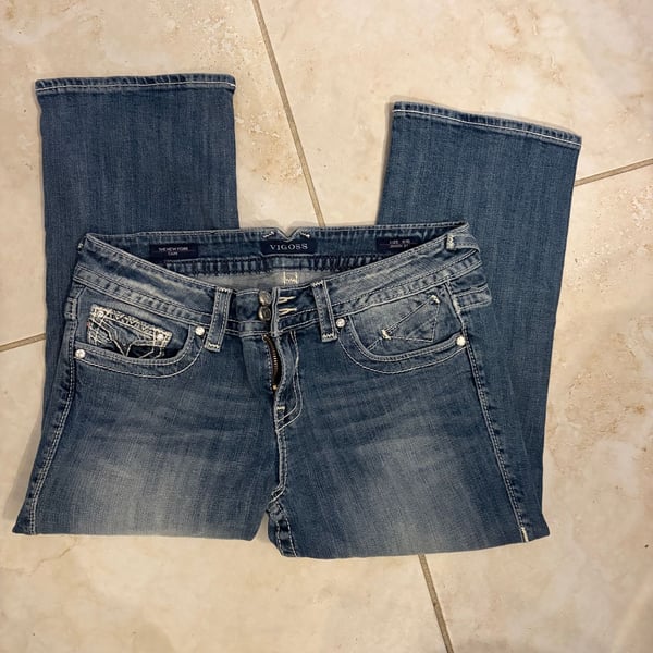 Vigoss The New York Capri Size 9/10 Blue Denim Bling
