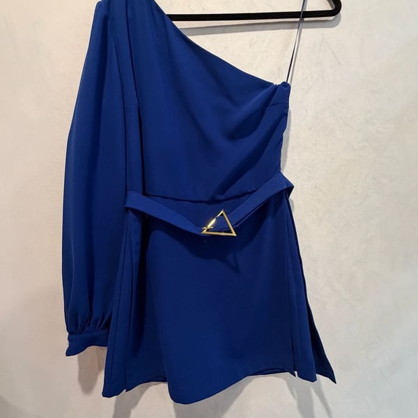 Amanda Uprichard Santos Romper Size S Royal Blue One Shoulder MSRP $260