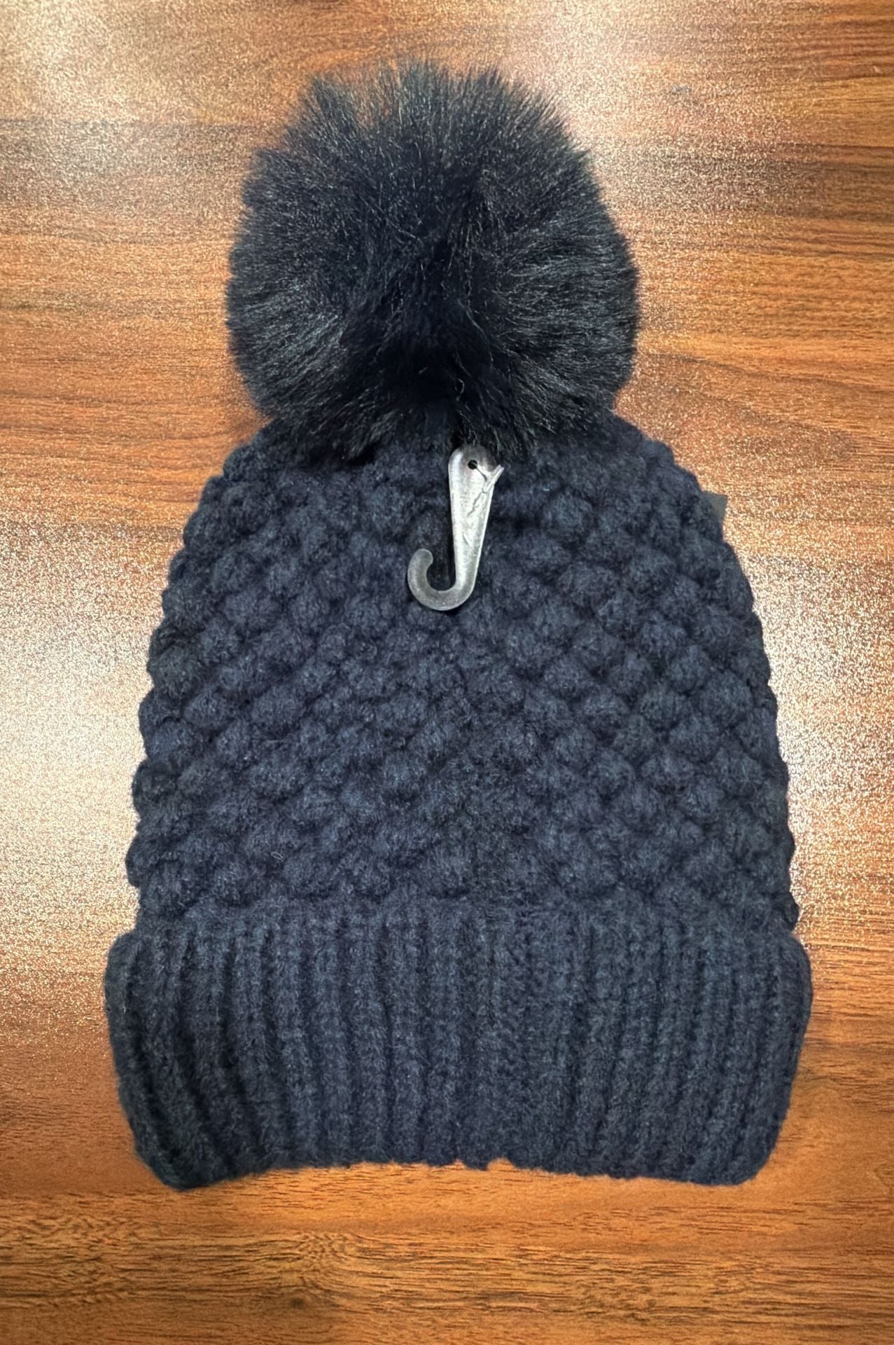 David And Young Textured Pom Beanie Navy 3