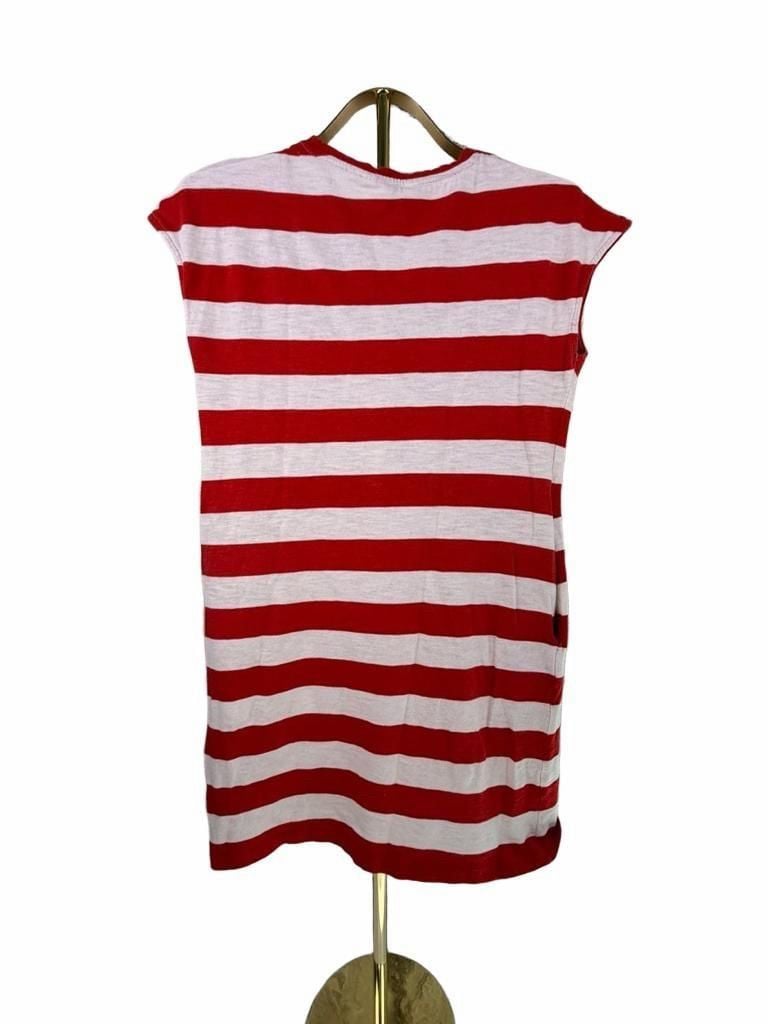 Boden T-Shirt Dress Size US 6R Red White Striped Cap Sleeve Pockets 3