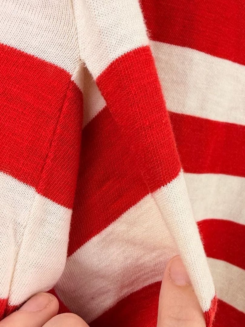 Boden T-Shirt Dress Size US 6R Red White Striped Cap Sleeve Pockets 6