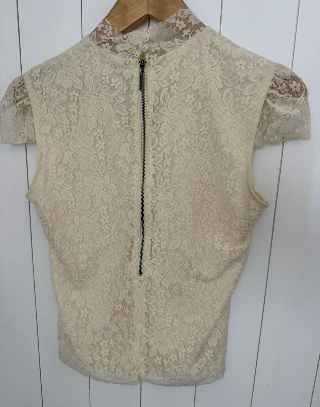 Laundry By Shelli Segal Size S Cream Lace Top 5